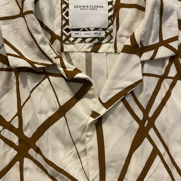 Denim & Flower Other - Denim & Flower Brown and White Patterned Shirt